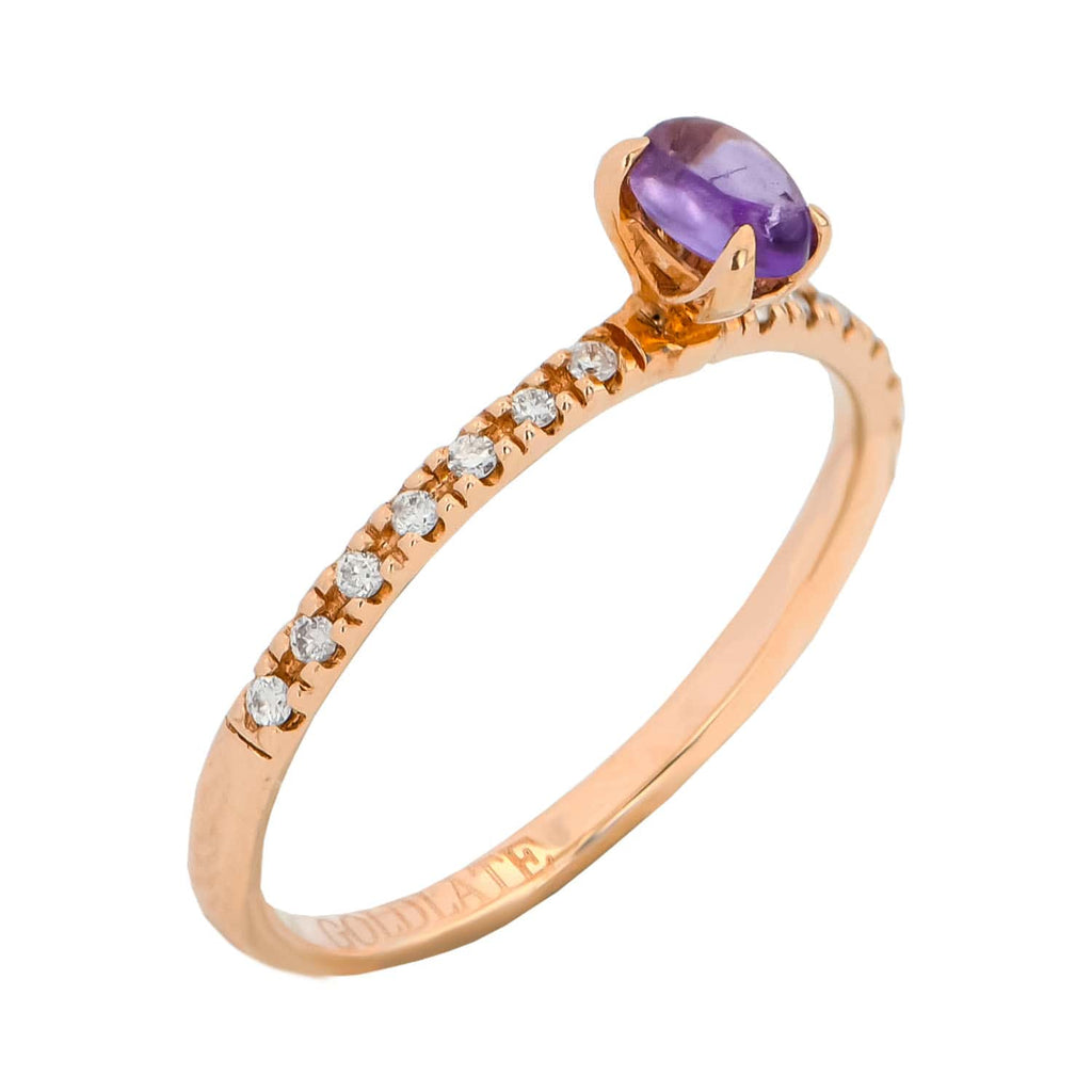 14k Rose Gold Ring Band with Sapphire Gemstone and Diamonds Wedding or Anniversary Ring - 1