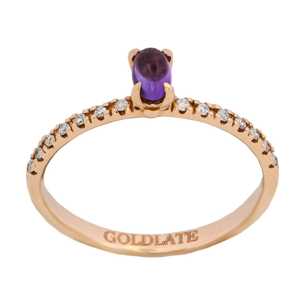 14k Rose Gold Ring Band with Sapphire Gemstone and Diamonds Wedding or Anniversary Ring - 2