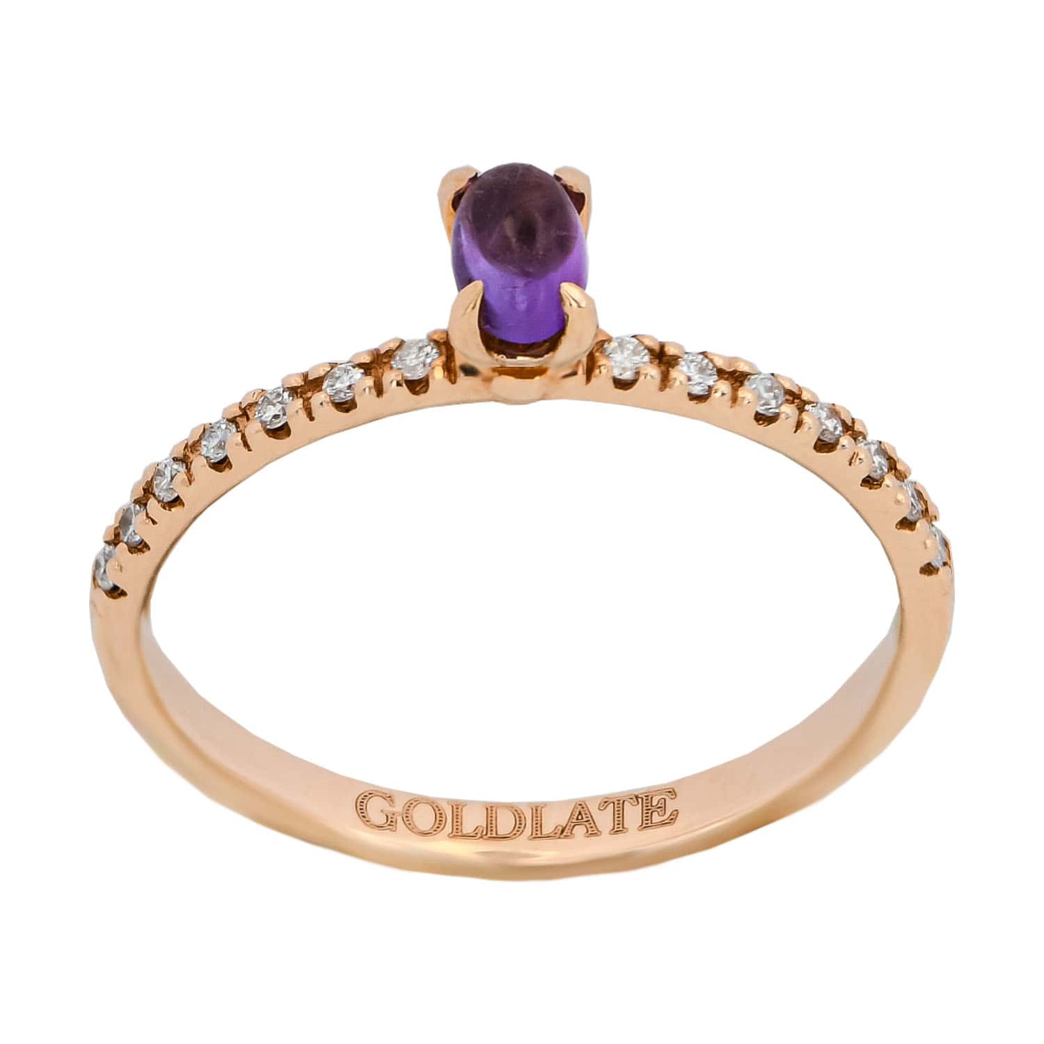 14k Rose Gold Ring Band with Sapphire Gemstone and Diamonds Wedding or Anniversary Ring - 2