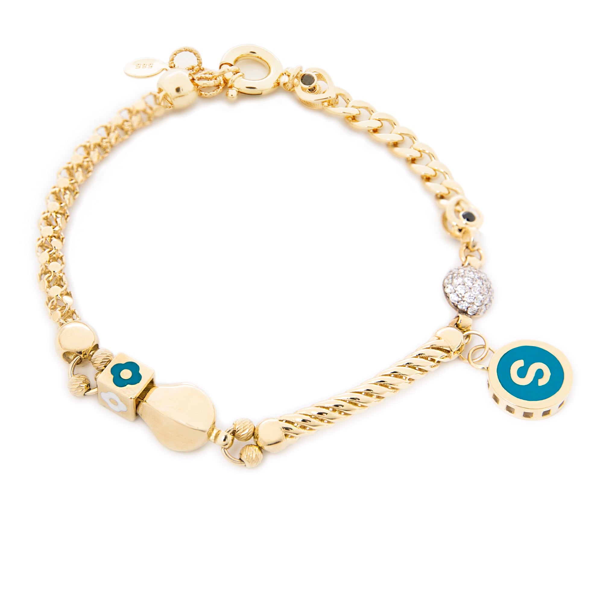 14k Yellow Gold 4 mm Curb Chain Customizable Bracelet 10 gr - 1