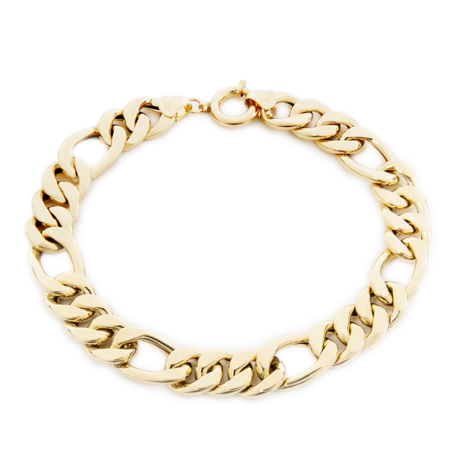 14k Yellow Gold 8 mm Curb Chain Bracelet 11 gr - 1