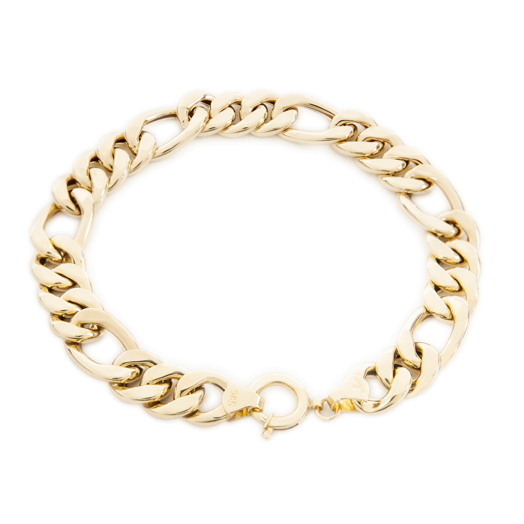 14k Yellow Gold 8 mm Curb Chain Bracelet 11 gr - 1