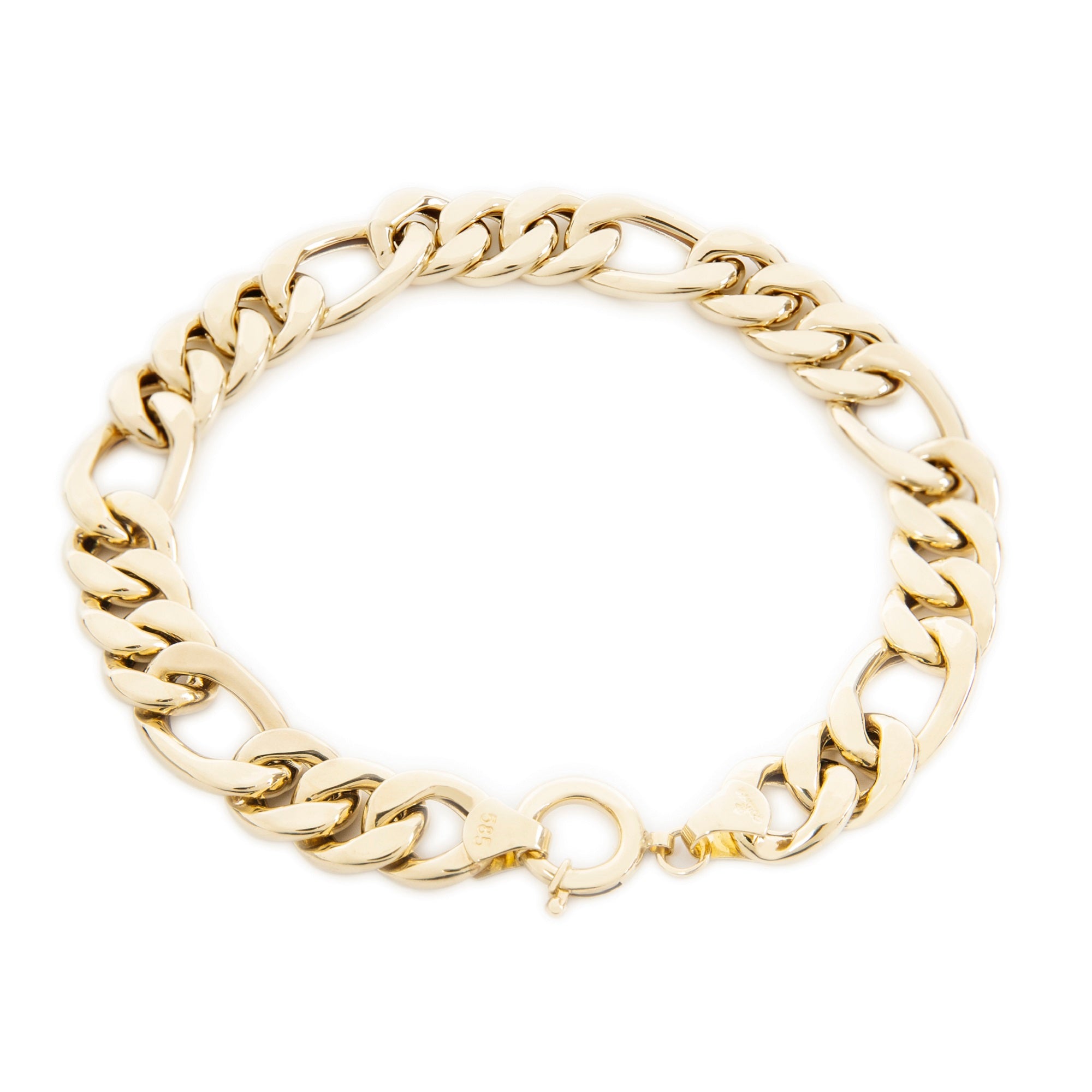 14k Yellow Gold 8 mm Curb Chain Bracelet 11 gr - 1