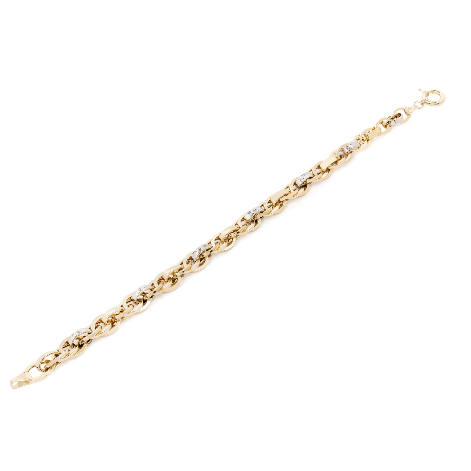 14k Yellow and White Gold 4 mm Triple Curb Chain Bracelet 6 gr - 3