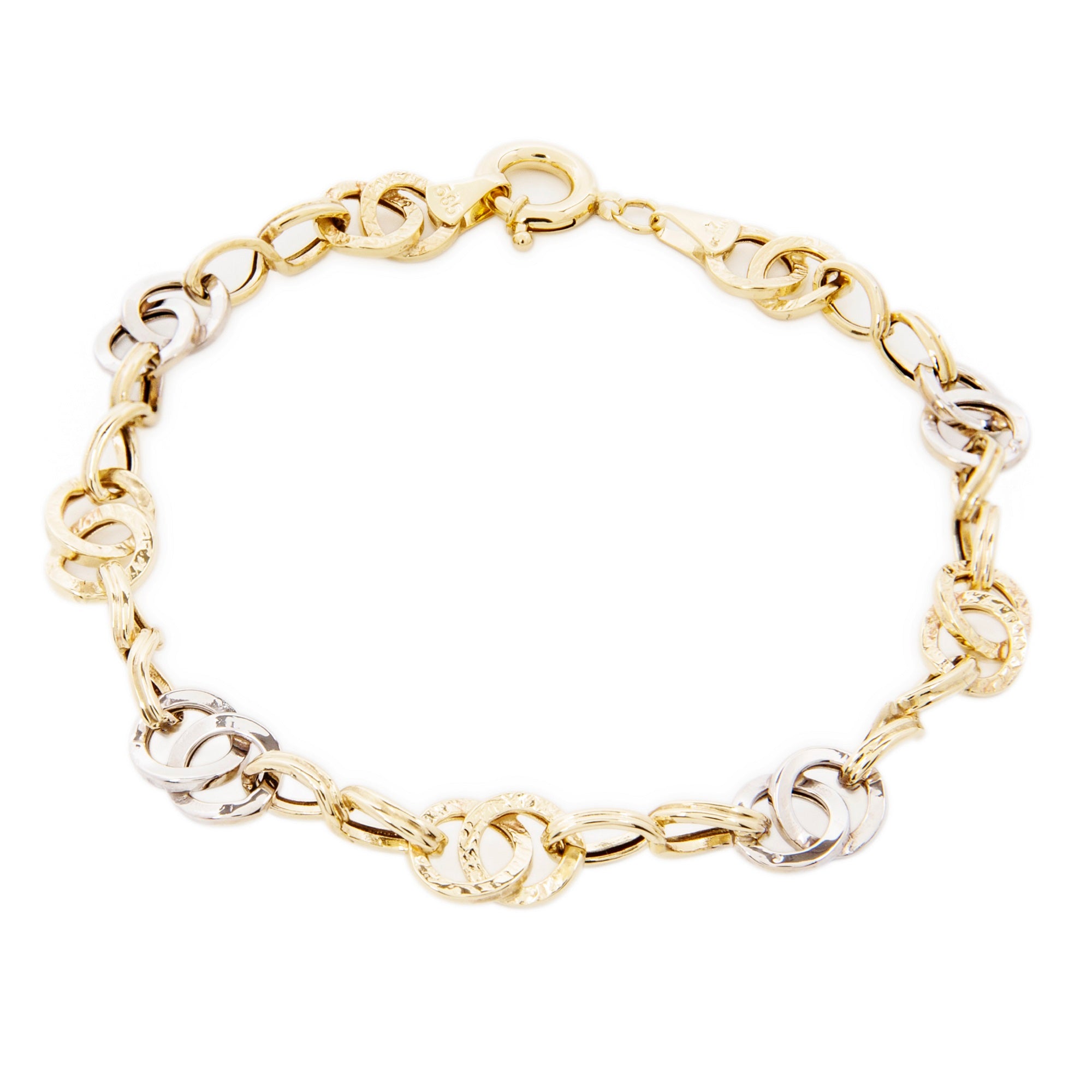 14k Yellow and White Gold 6 mm Curb Chain Bracelet 6 gr - 1