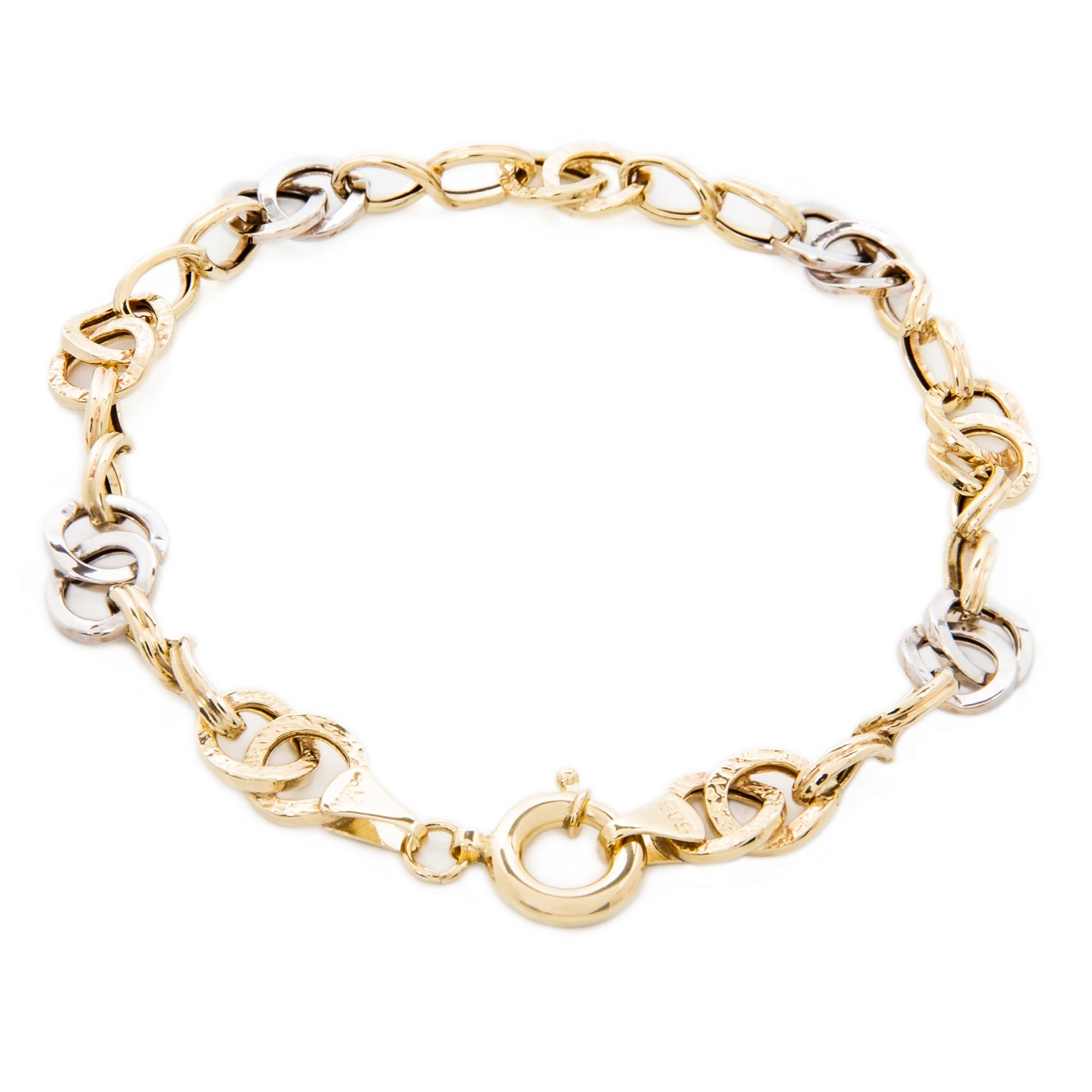 14k Yellow and White Gold 6 mm Curb Chain Bracelet 6 gr - 2