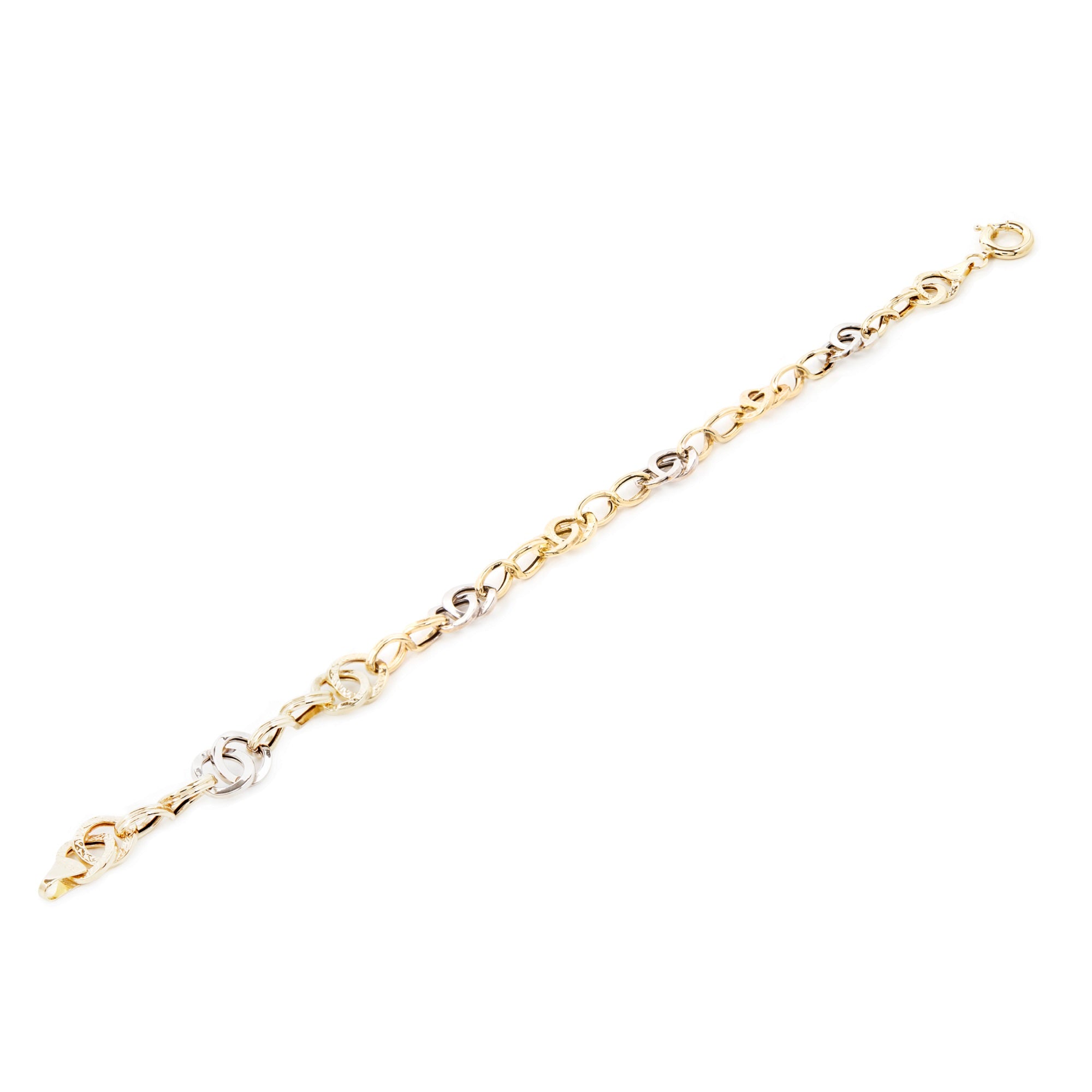 14k Yellow and White Gold 6 mm Curb Chain Bracelet 6 gr - 3