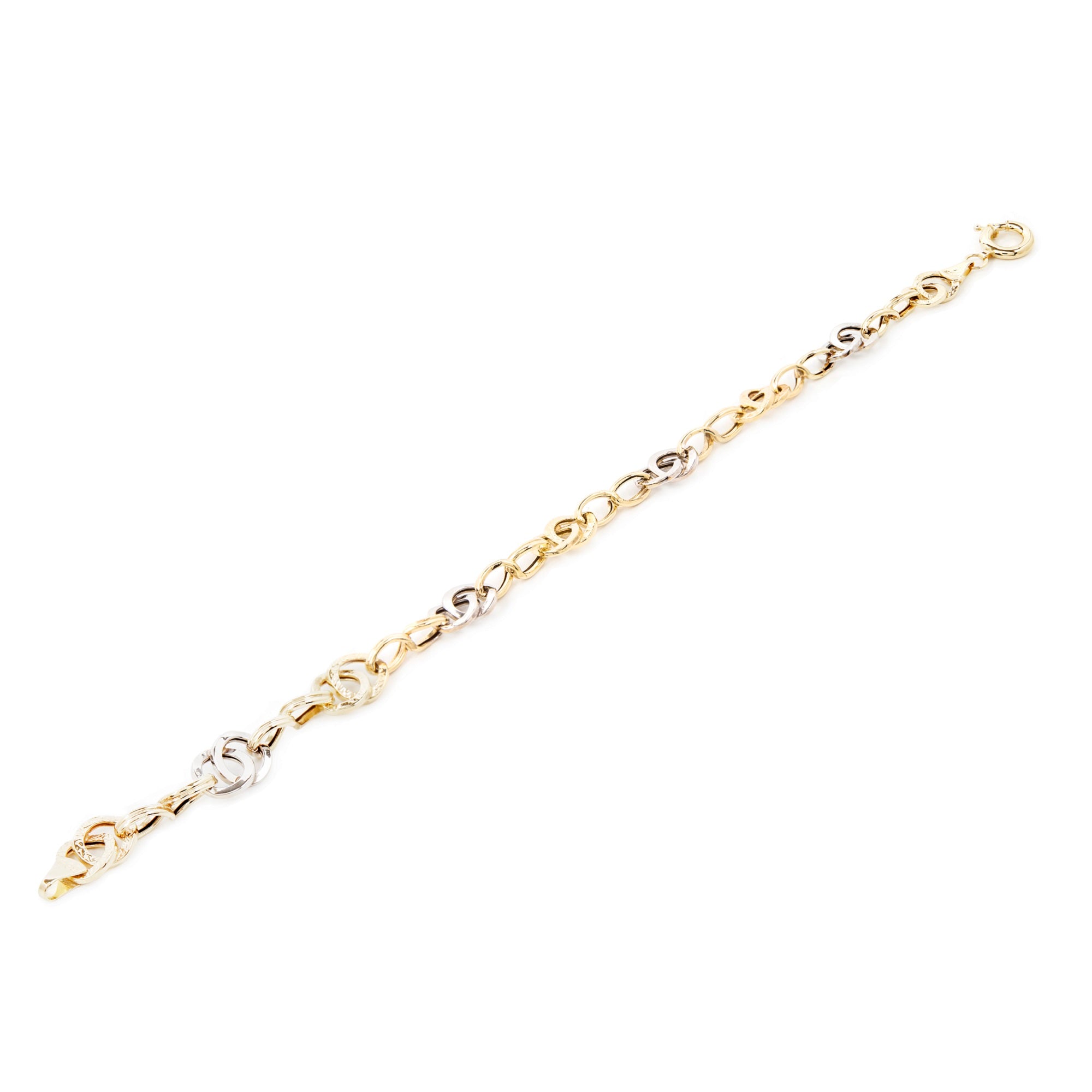 14k Yellow and White Gold 6 mm Curb Chain Bracelet 6 gr - 3