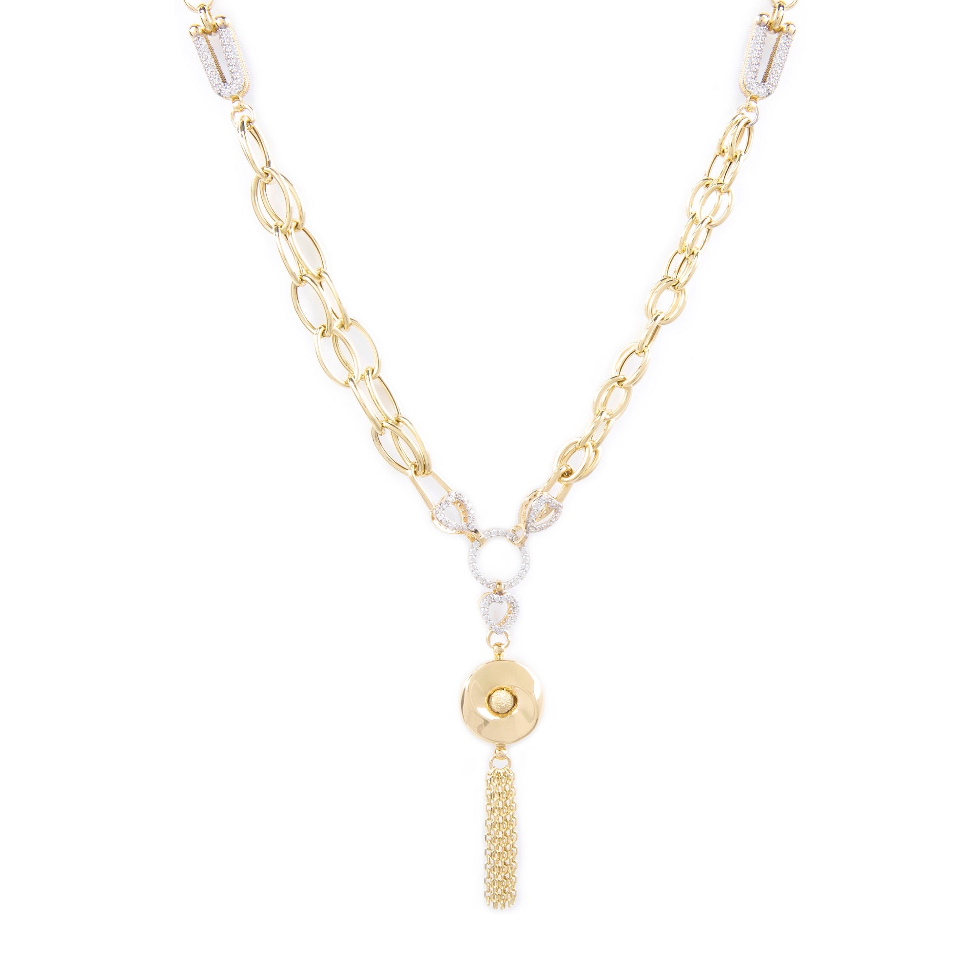 GoldLate 14k Yellow Gold 10 mm Cable Chain Circle Shape Necklace 19 gr - 1