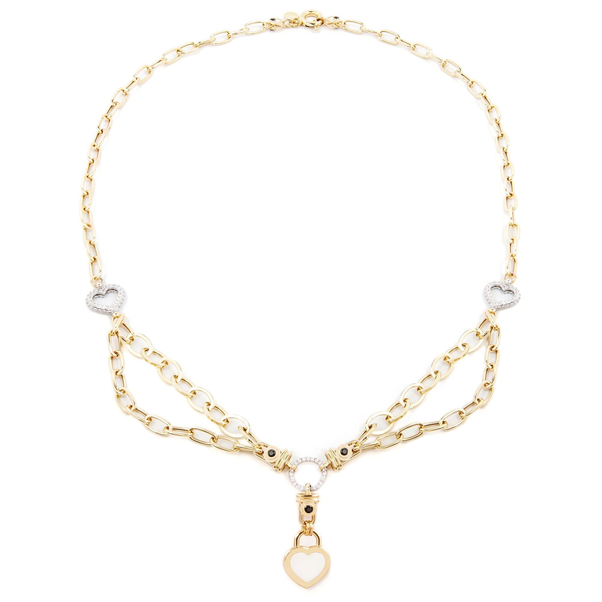 GoldLate 14k Yellow Gold 10 mm Cable Chain Heart Shape Necklace 15 gr - 1