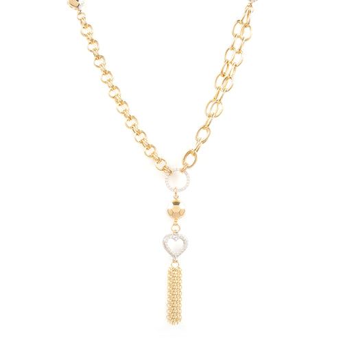 GoldLate 14k Yellow Gold 10 mm Cable Chain Heart Shape Necklace 16 gr - 1