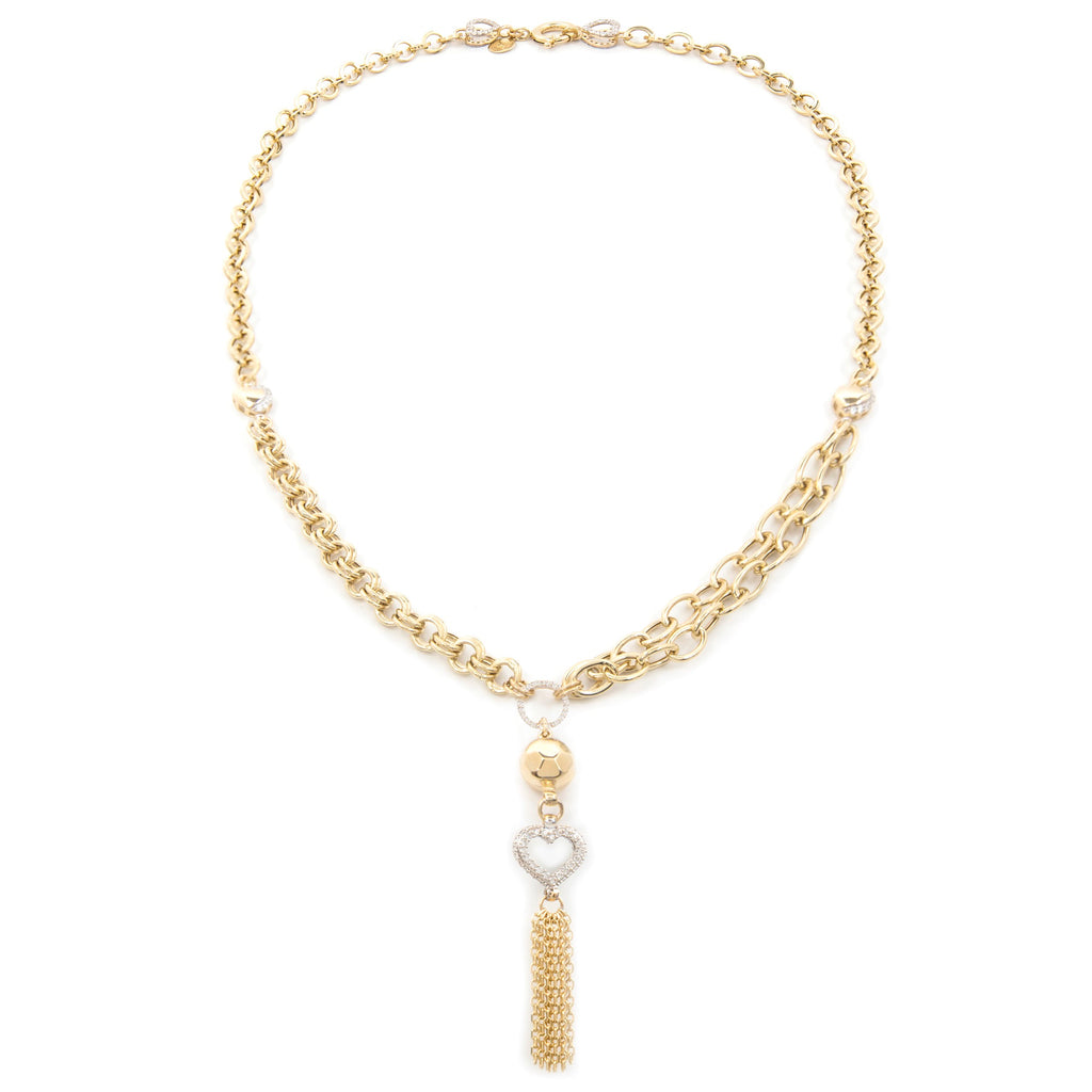 GoldLate 14k Yellow Gold 10 mm Cable Chain Heart Shape Necklace 16 gr - 2