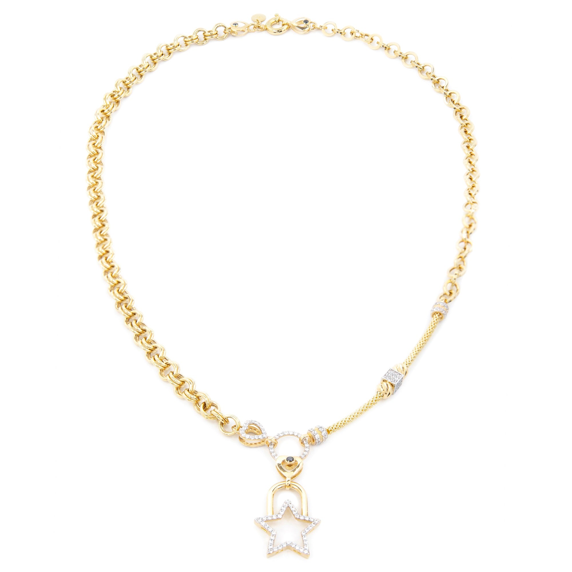 GoldLate 14k Yellow Gold 4 mm Box & Cable Chain Star Shape Necklace 16 gr - 2