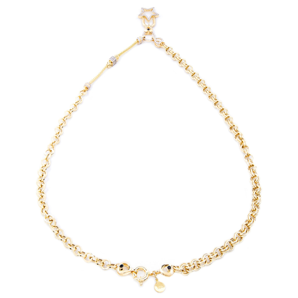 GoldLate 14k Yellow Gold 4 mm Box & Cable Chain Star Shape Necklace 16 gr - 3
