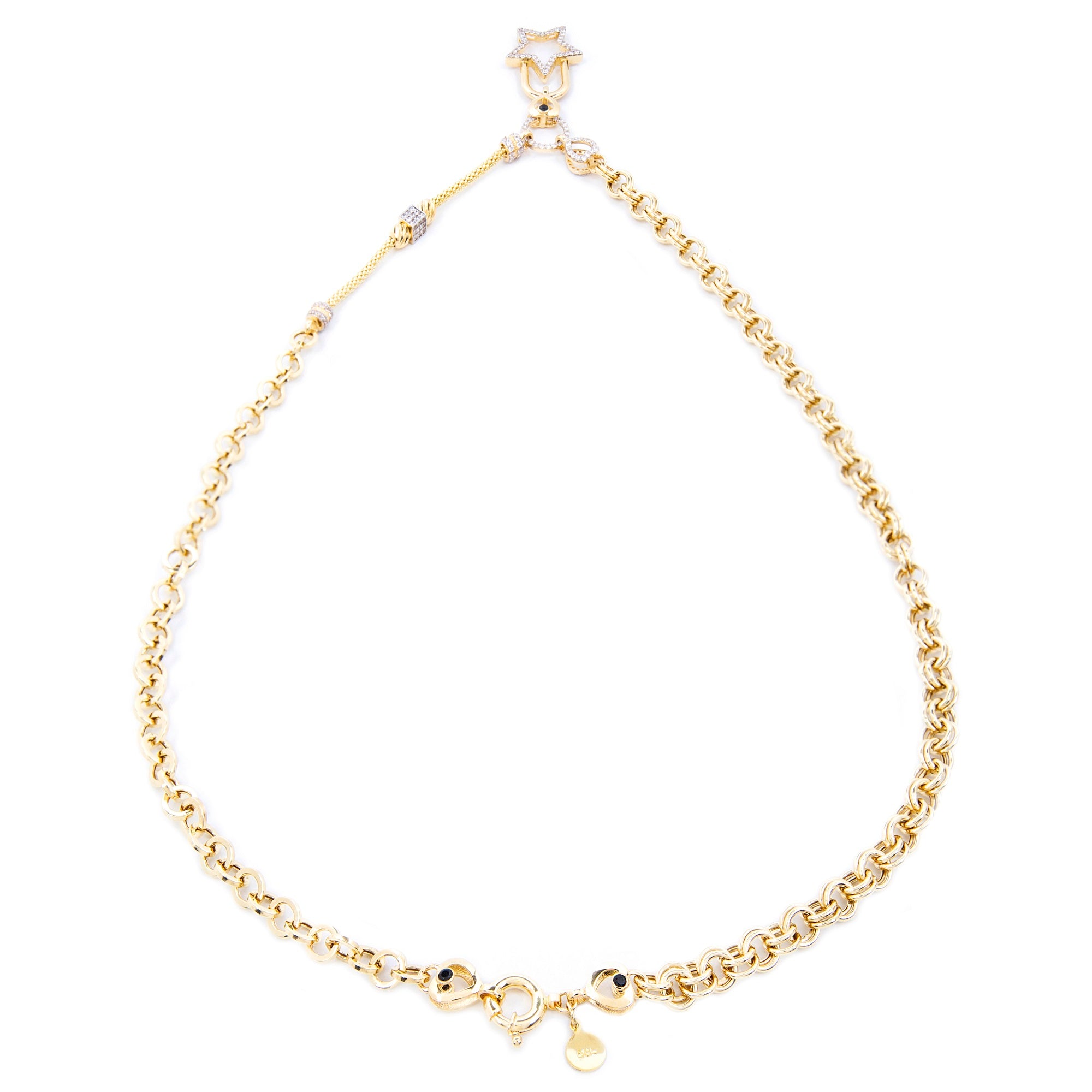 GoldLate 14k Yellow Gold 4 mm Box & Cable Chain Star Shape Necklace 16 gr - 3