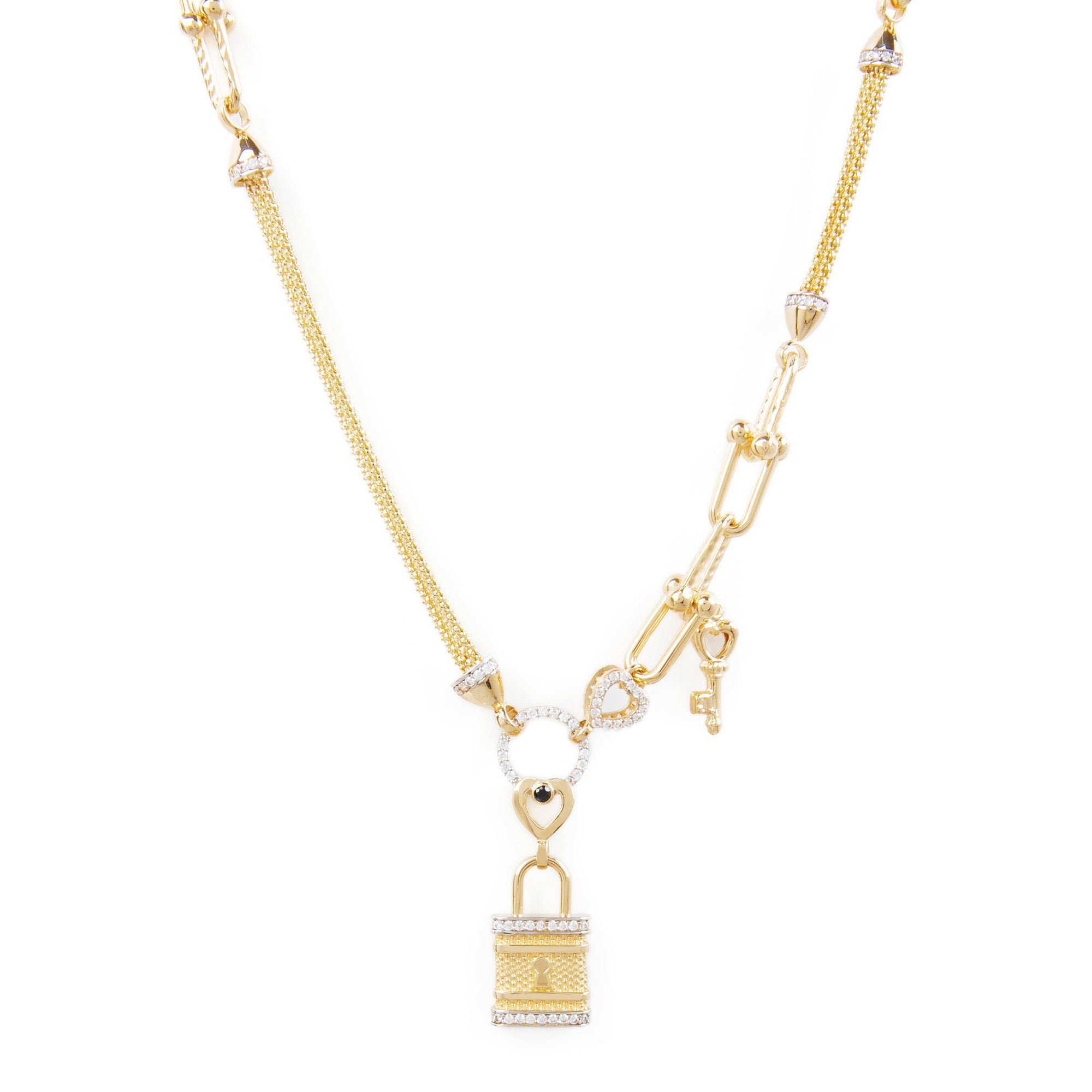 GoldLate14k Yellow Gold 5 mm Box Chain Lock Shape Necklace 23 gr - 1