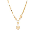 GoldLate 14k Yellow Gold 8 mm Box Cable Chain Hearty Lock Shape Necklace 16 gr - 1