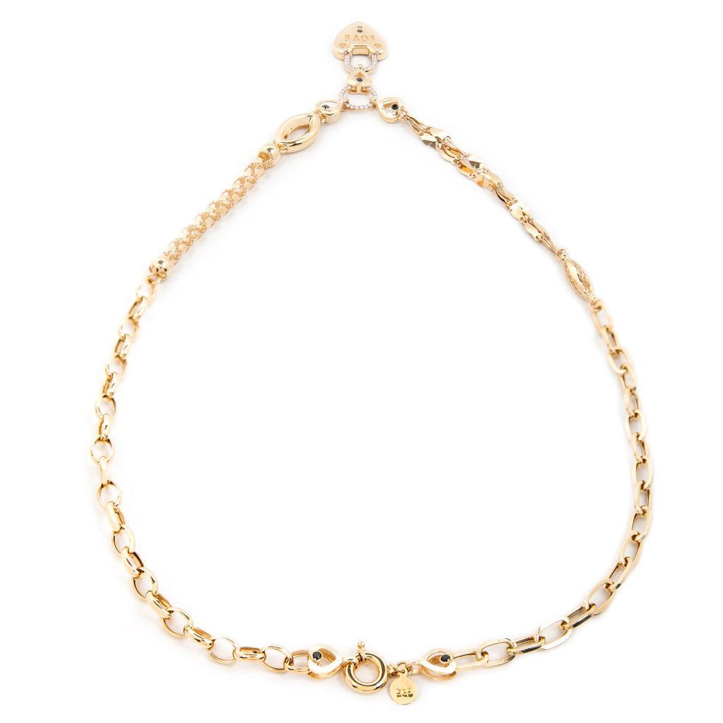 GoldLate 14k Yellow Gold 8 mm Box Cable Chain Hearty Lock Shape Necklace 16 gr - 3