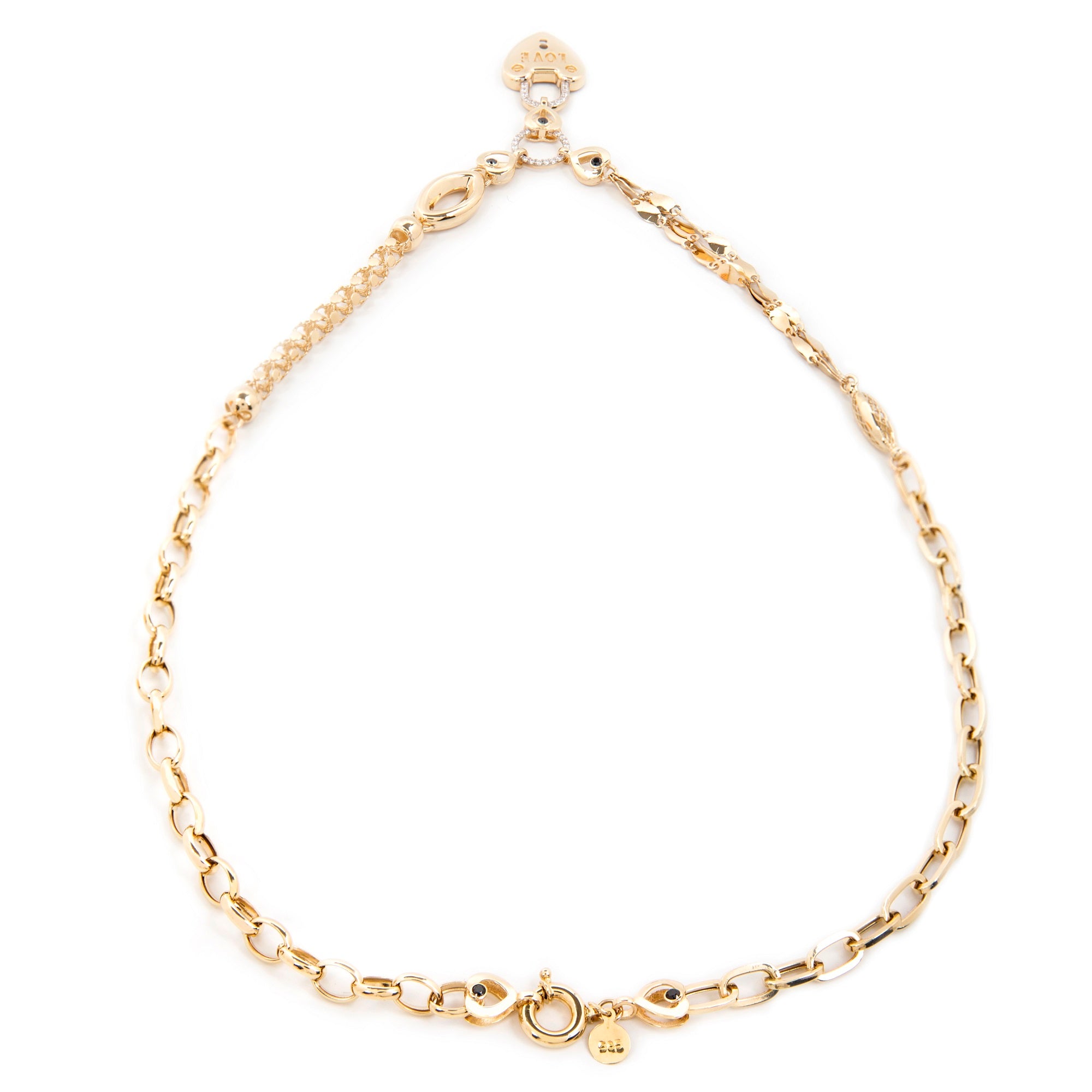 GoldLate 14k Yellow Gold 8 mm Box Cable Chain Hearty Lock Shape Necklace 16 gr - 3