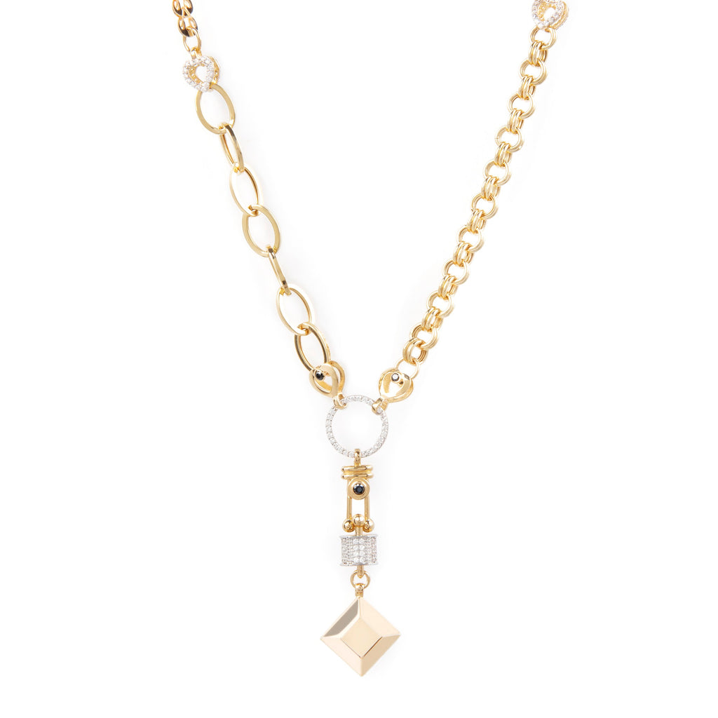 GoldLate 14k Yellow Gold 8 mm Cable Chain Circle Shape Necklace 16 gr - 1