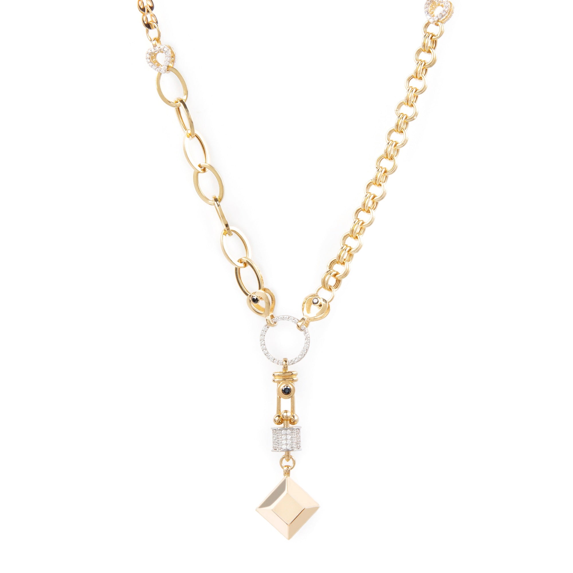 GoldLate 14k Yellow Gold 8 mm Cable Chain Circle Shape Necklace 16 gr - 1