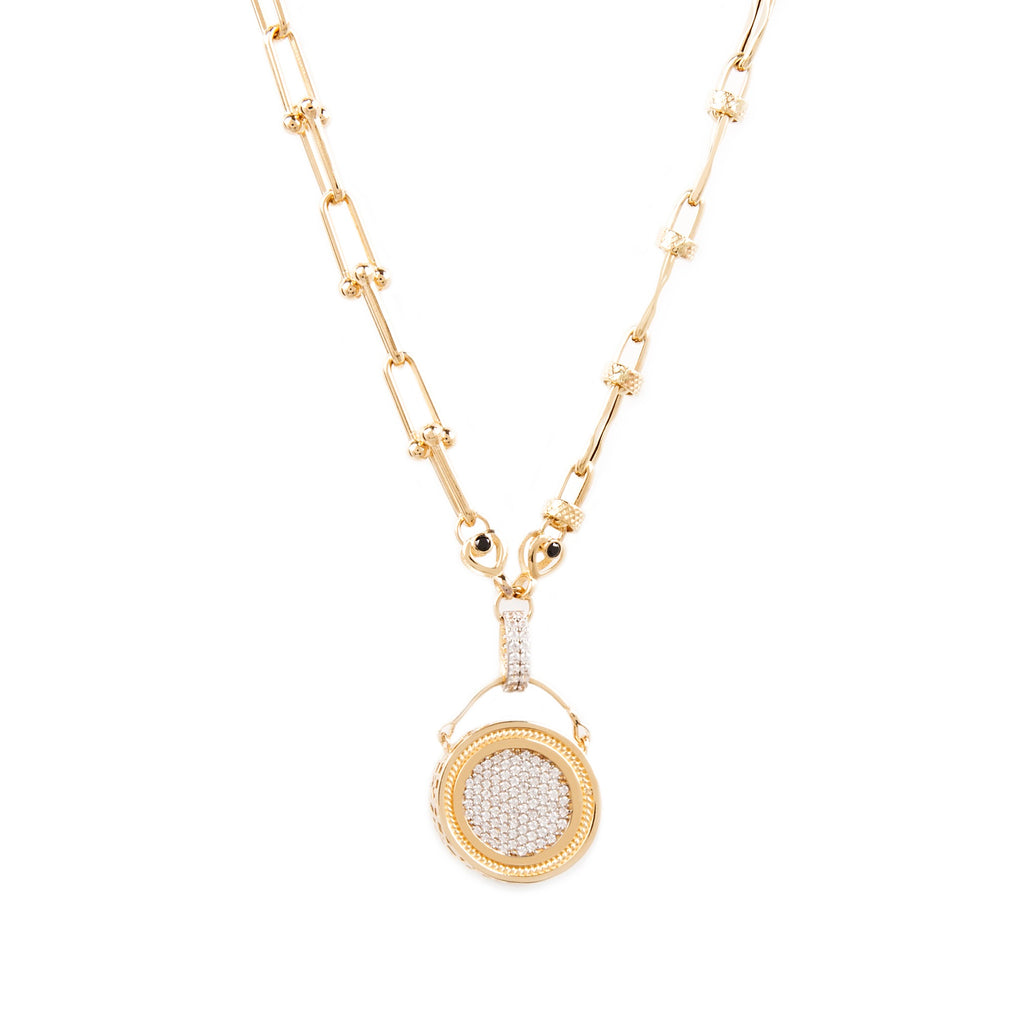 GoldLate 14k Yellow Gold 8 mm Cable Chain Circle Shape Necklace 20 gr - 1