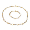 GoldLate 14k Yellow & White Gold 4 mm Curb Chain Necklace Set with Bracelet 13 gr - 1