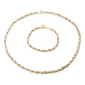GoldLate 14k Yellow & White Gold 4 mm Curb Chain Necklace Set with Bracelet 20 gr - 1