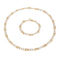 GoldLate 14k Yellow & White Gold 5 mm Curb Chain Necklace Set with Bracelet 15 gr - 1