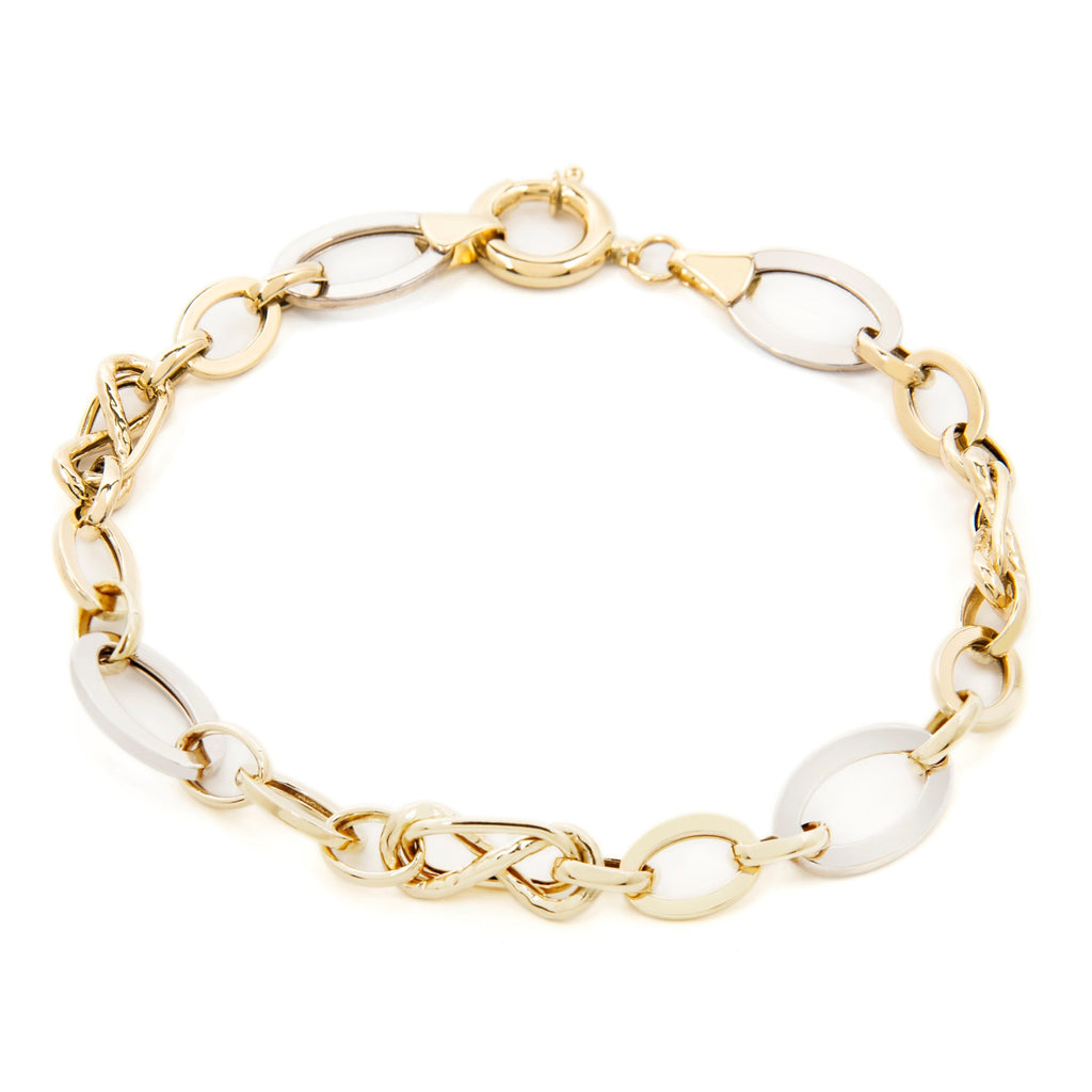 GoldLate 14k Yellow and White Gold 10 mm Cable Chain Bracelet 6 gr - 1