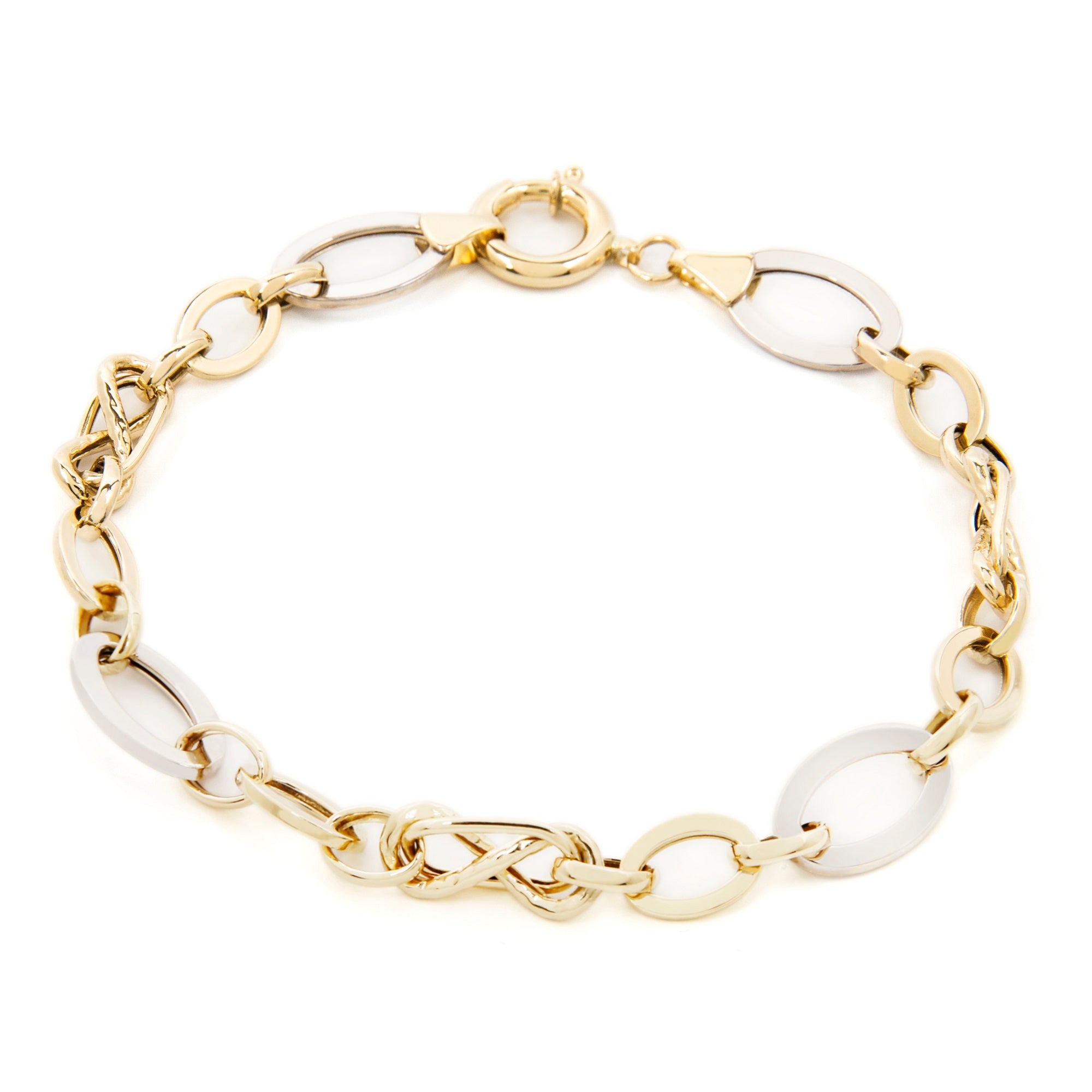 GoldLate 14k Yellow and White Gold 10 mm Cable Chain Bracelet 6 gr - 1