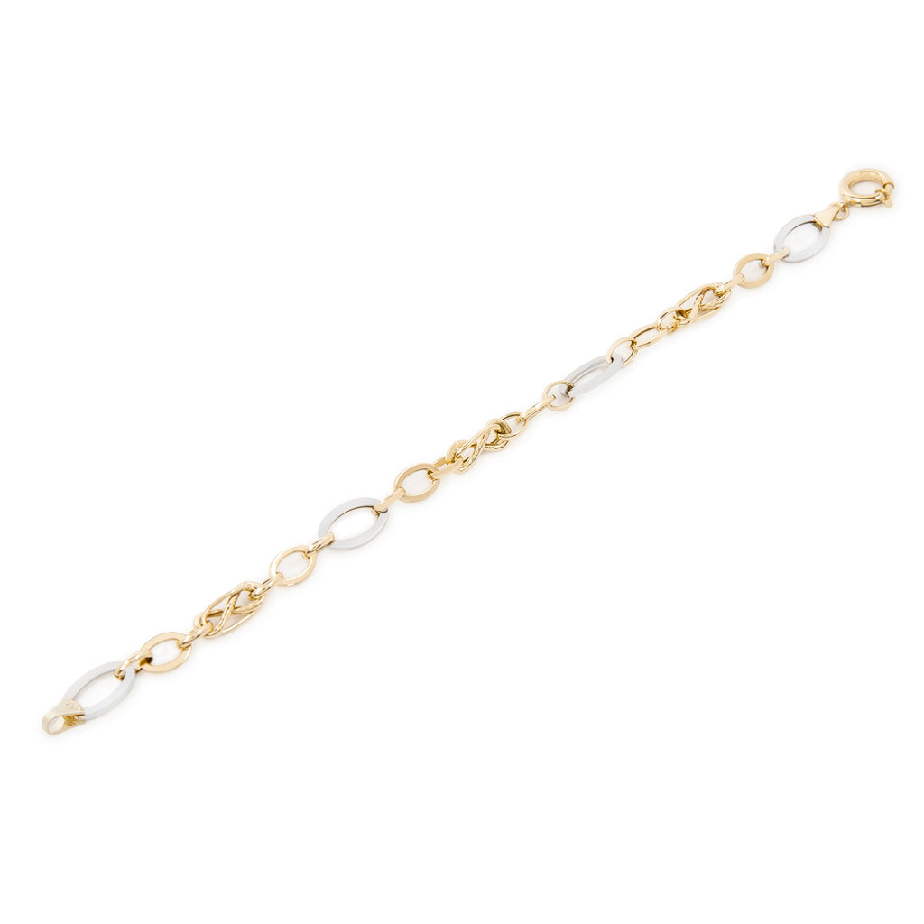 GoldLate 14k Yellow and White Gold 10 mm Cable Chain Bracelet 6 gr - 1