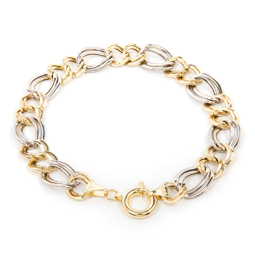 GoldLate 14k Yellow and White Gold 10 mm Cable Chain Bracelet 7 gr - 2
