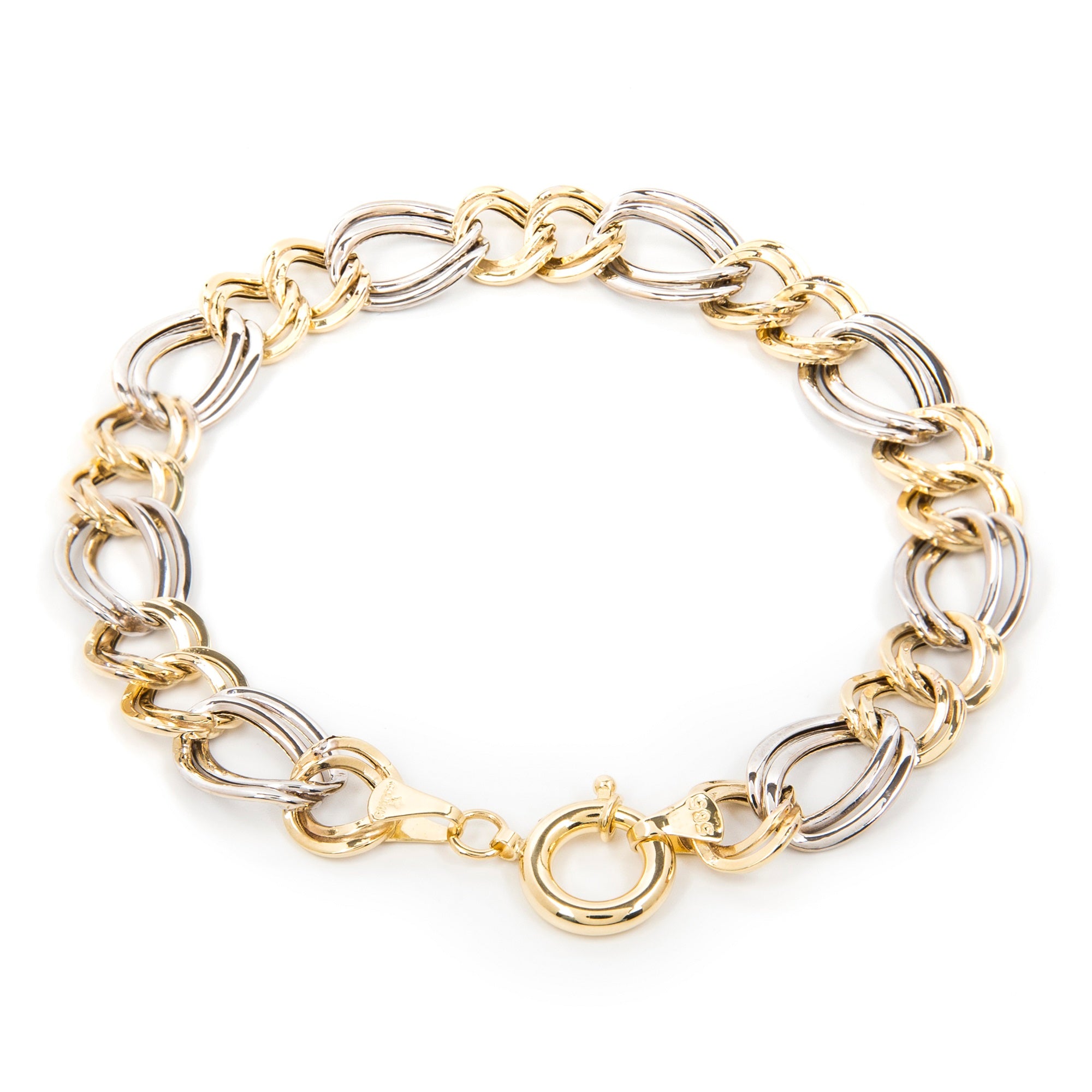 GoldLate 14k Yellow and White Gold 10 mm Cable Chain Bracelet 7 gr - 2