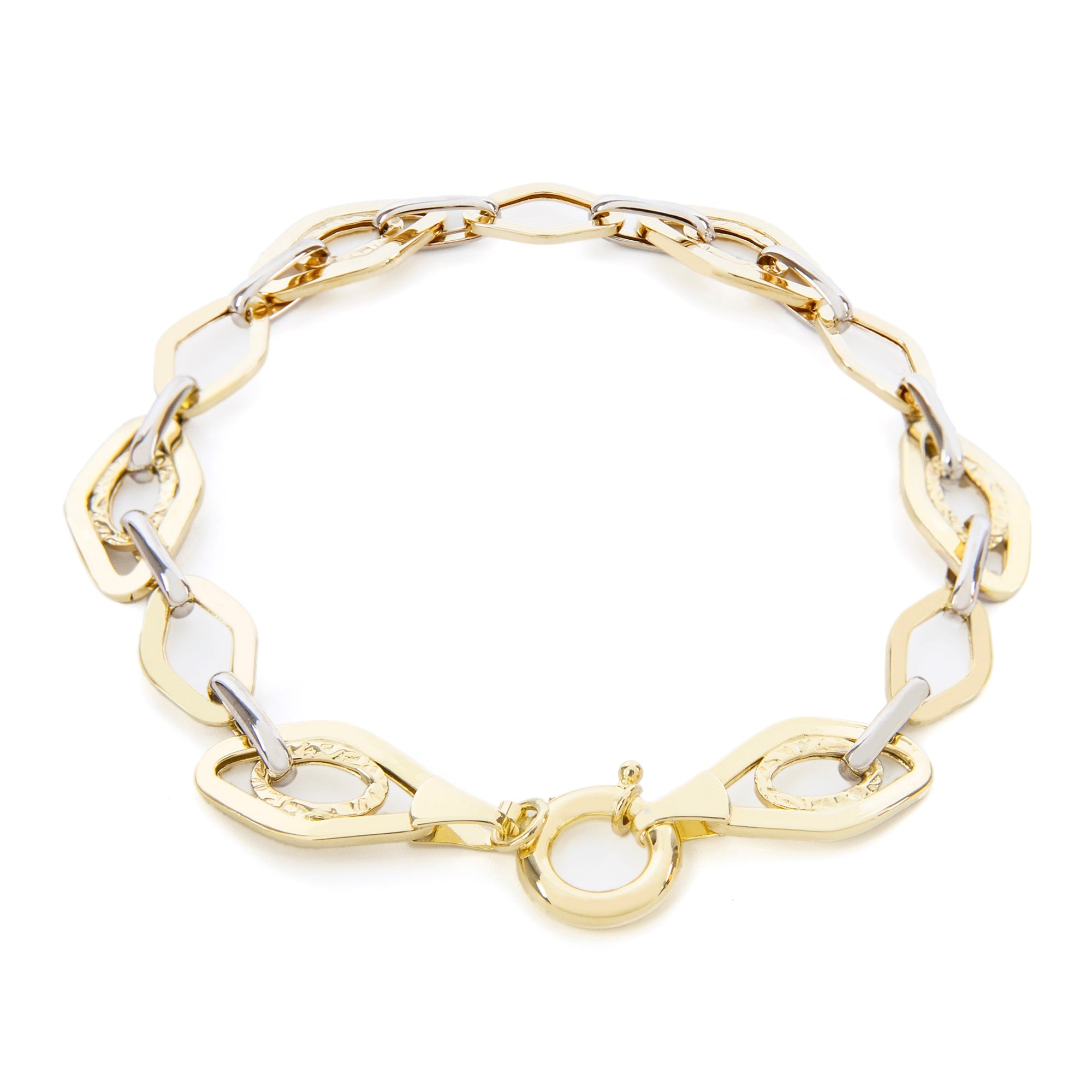 GoldLate 14k Yellow and White Gold 11 mm Cable Chain Bracelet 6 gr - 2