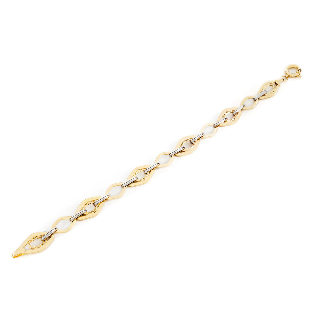 GoldLate 14k Yellow and White Gold 11 mm Cable Chain Bracelet 6 gr - 3