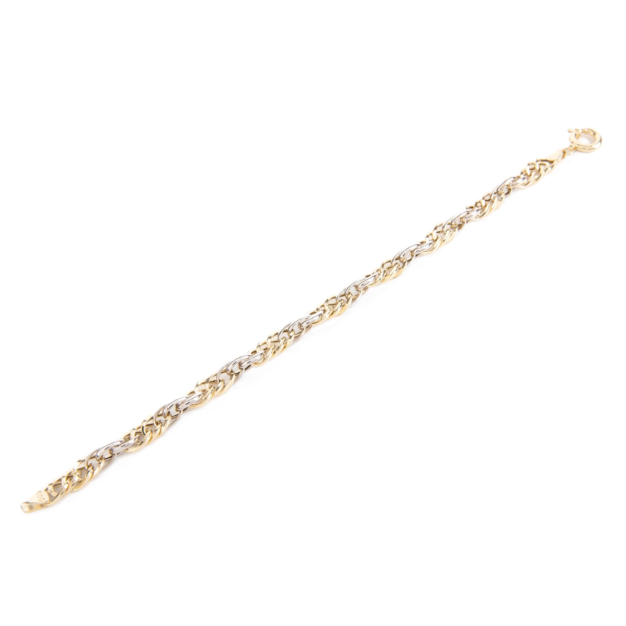 GoldLate-14k Yellow and White Gold 5 mm Curb Chain Bracelet 6 gr - 3