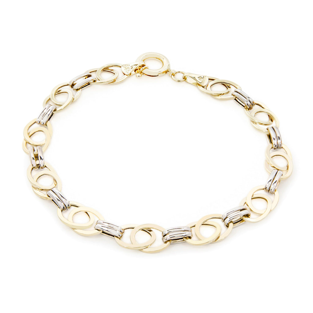 GoldLate 14k Yellow and White Gold 9 mm Cable Chain Bracelet 4 gr - 1