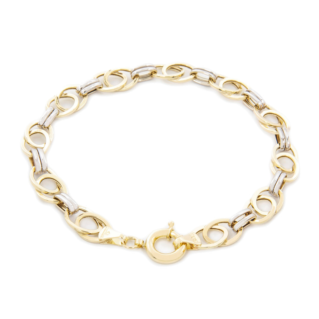 GoldLate 14k Yellow and White Gold 9 mm Cable Chain Bracelet 4 gr - 2