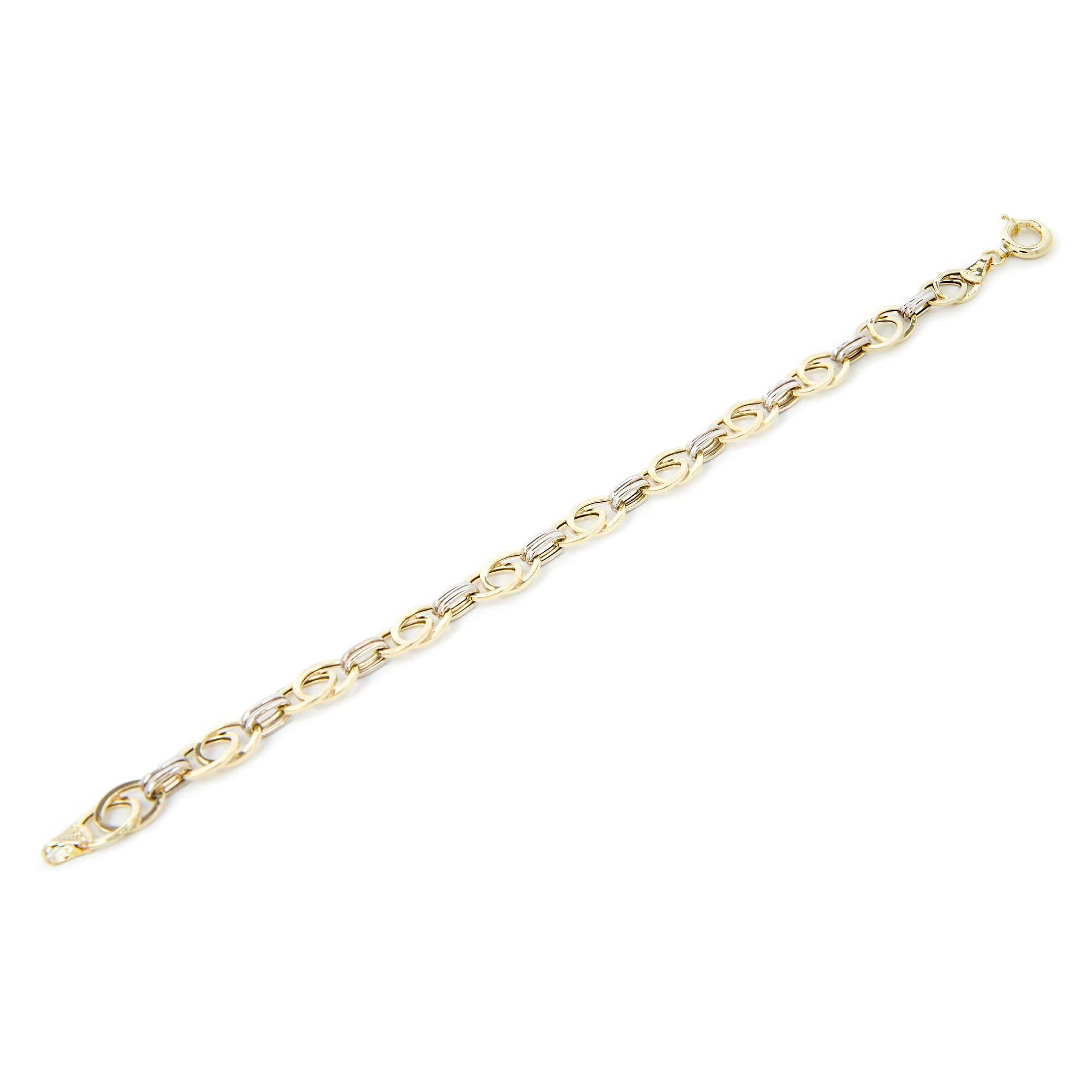 GoldLate 14k Yellow and White Gold 9 mm Cable Chain Bracelet 4 gr - 3