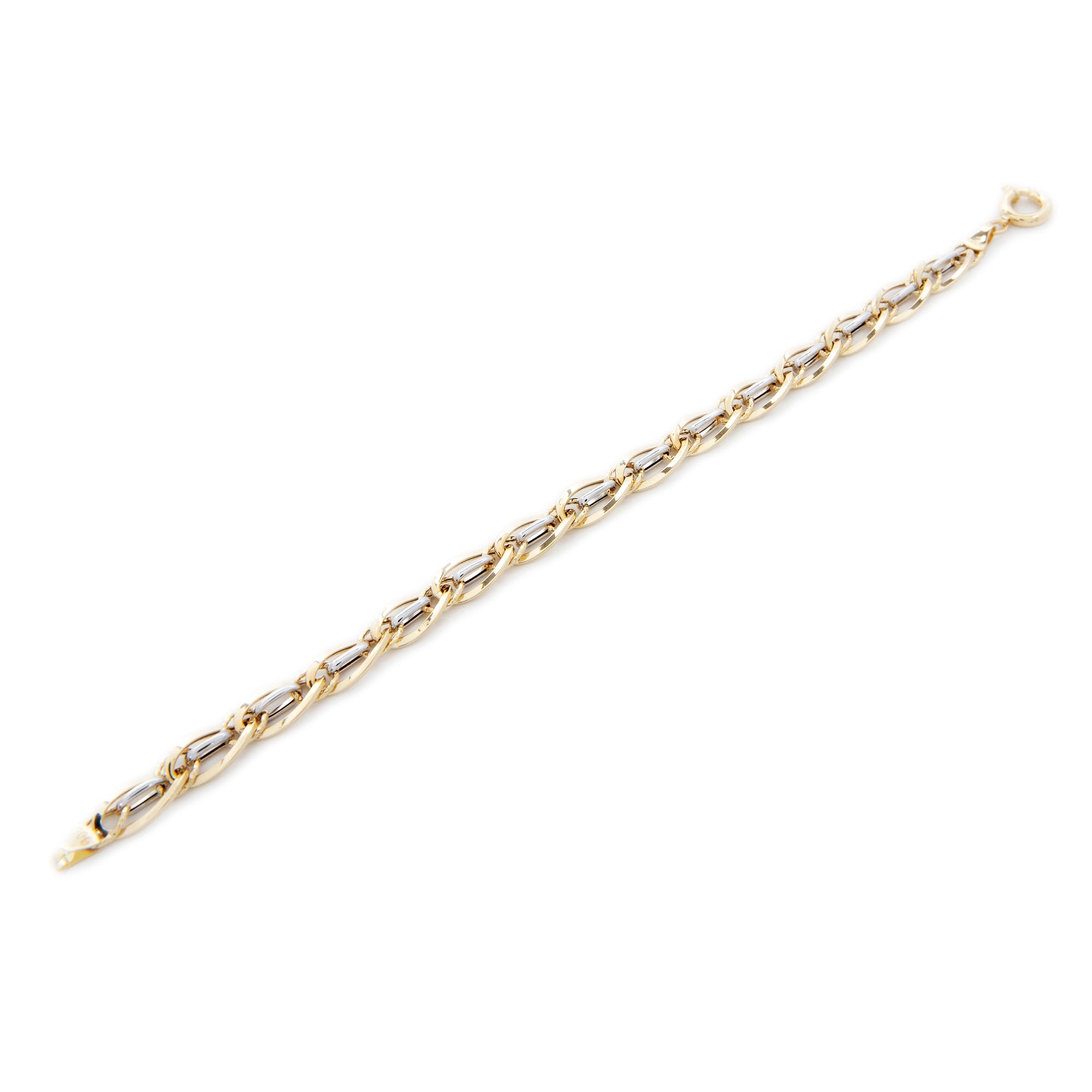 GoldLate 14k Yellow and White Gold 5 mm Triple Curb Chain Bracelet 5 gr - 2